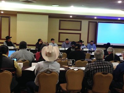 Members of the ITBC sit around a table at the annual meeting