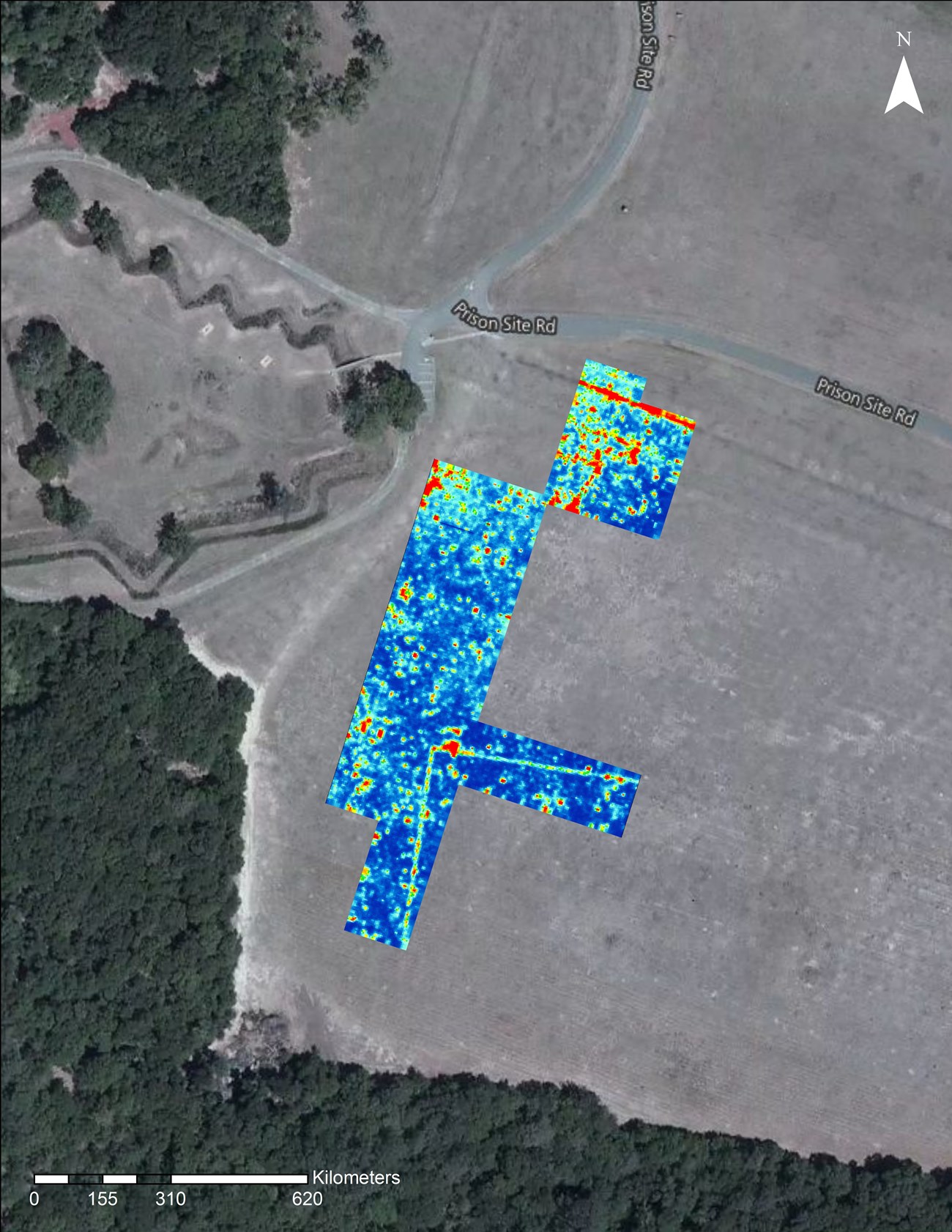 Ground penetrating radar image showing the Third Hospital area