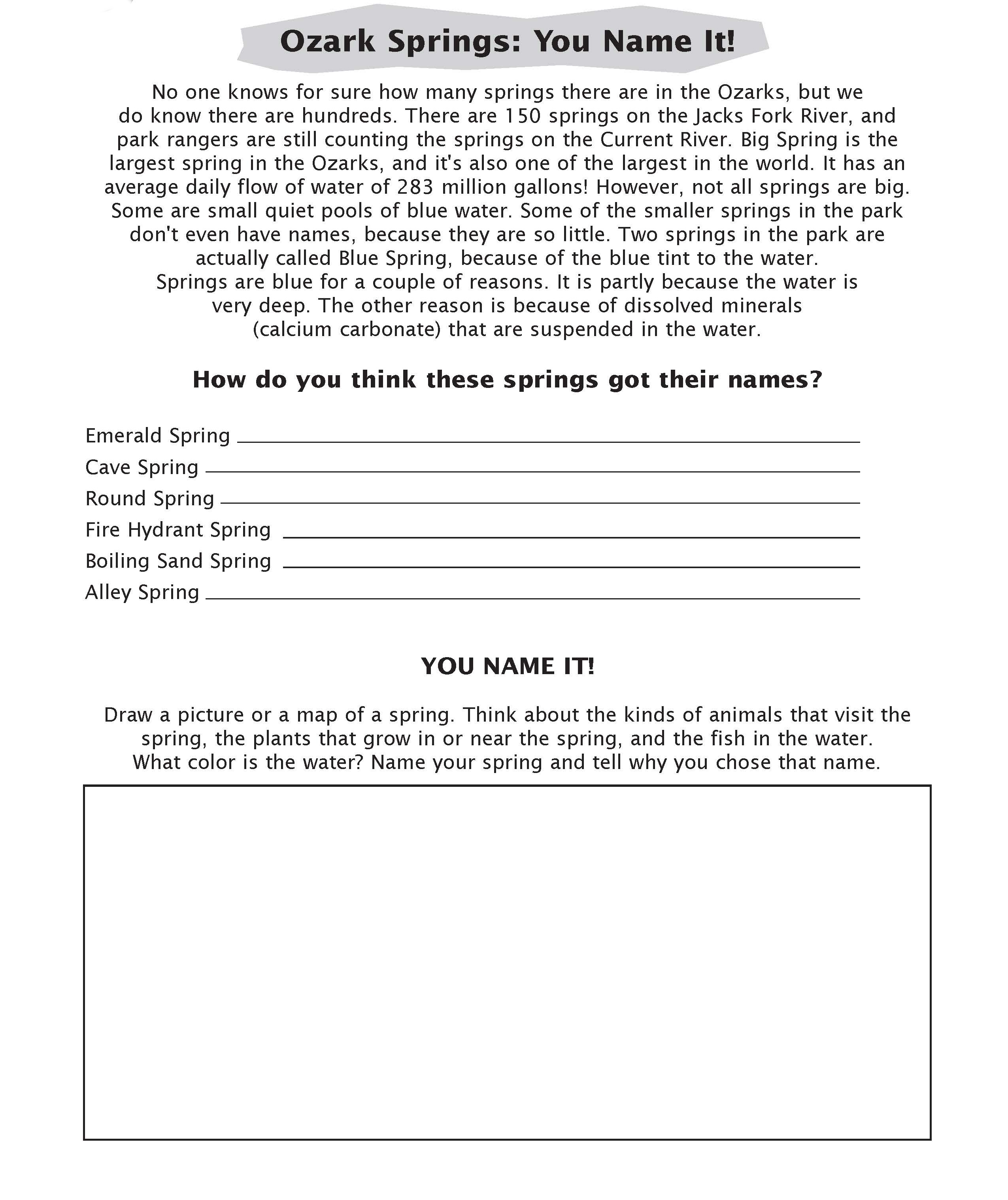 page from junior ranger book