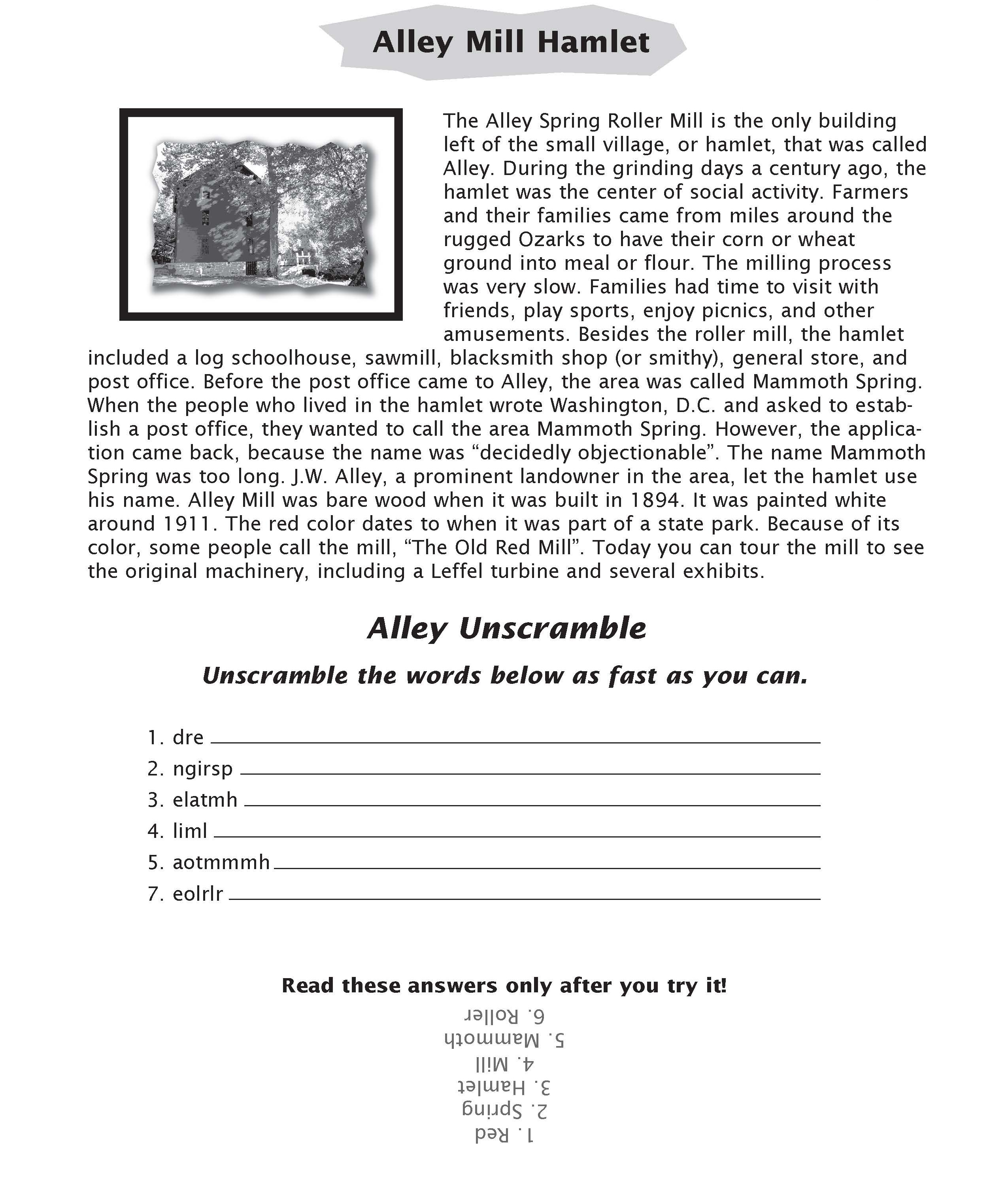 page from junior ranger book