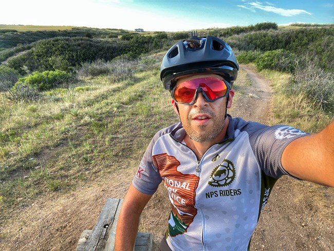 lt= Jared Kaber enjoying a mountain bike ride in Colorado representing the NPS Riders Club.