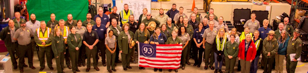 Members of the Eastern Incident Management Team and employees of Flight 93 National Memorial. Members of the Eastern Incident Management Team and employees of Flight 93 National Memorial. NPS photo: Martz.