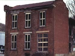 Two-story brick house.