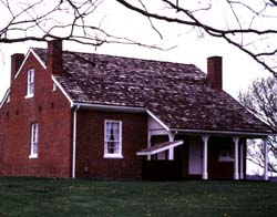 Small, brown house.