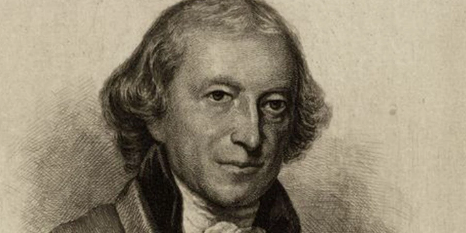 Black and white image of William Samuel Johnson on a cream background. Black and white image of William Samuel Johnson on a cream background.