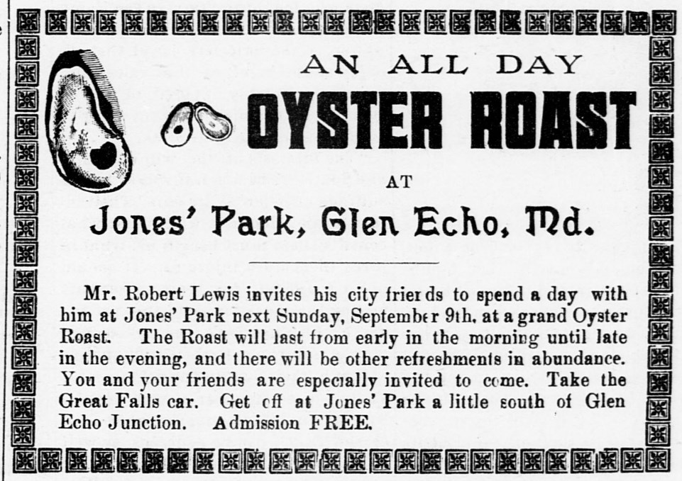 Black and white image of a newspaper ad for "An All Day Oyster Roast" from "The Colored American Newspaper, 1900