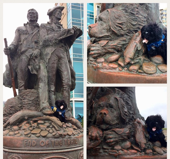 statue of Lewis and Clark and Seaman the dog