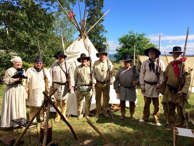 Men dressed in period clothes