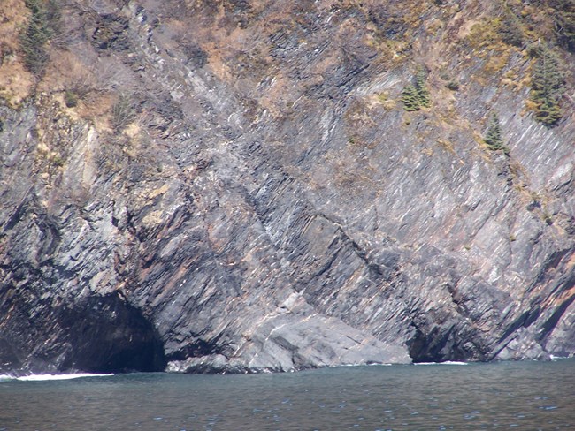 rocky cliff and shoreline