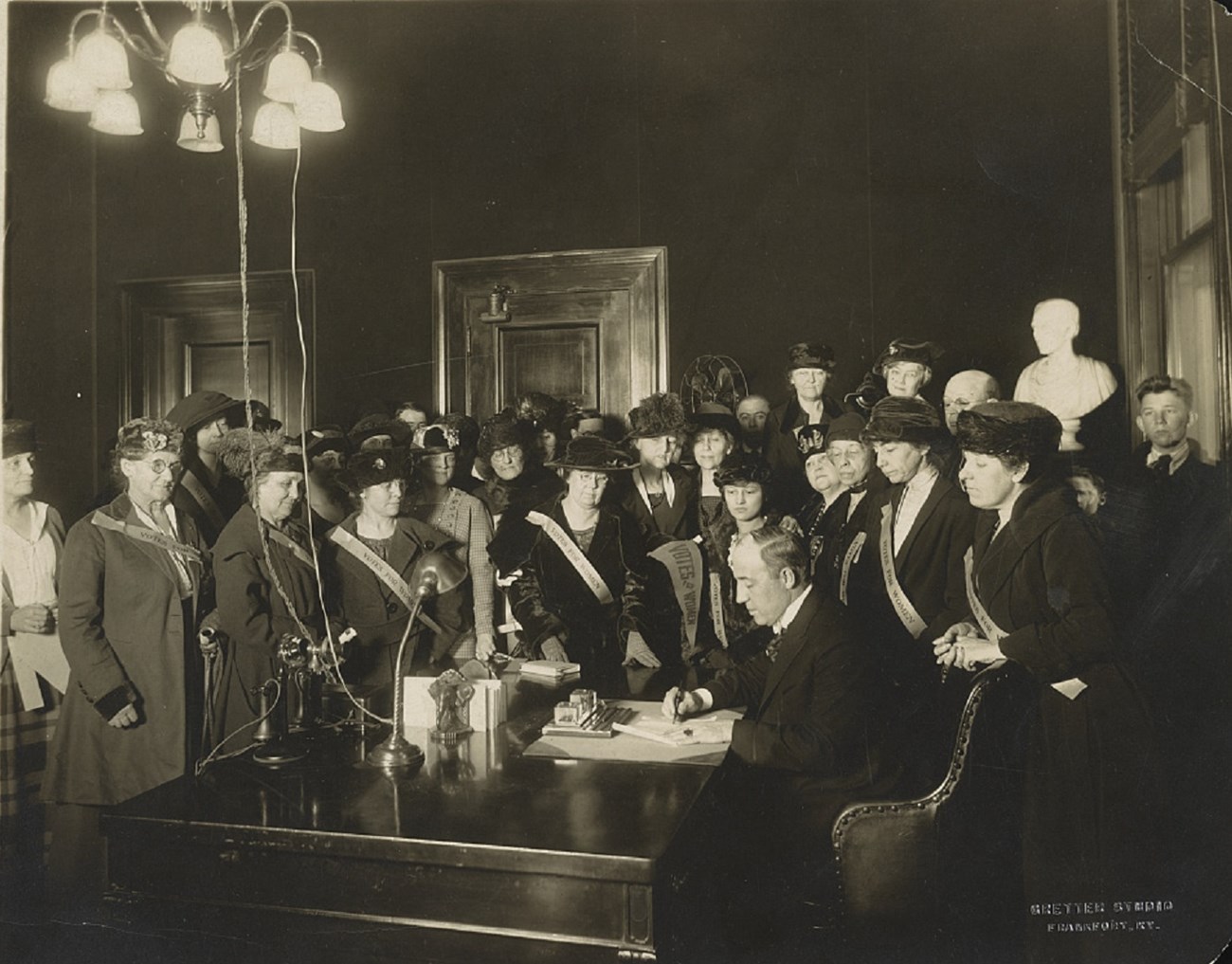 Kentucky Governor Edwin P. Morrow signing the 19th Amendment. Kentucky became the 24th state to ratify the amendment. Library of Congress.