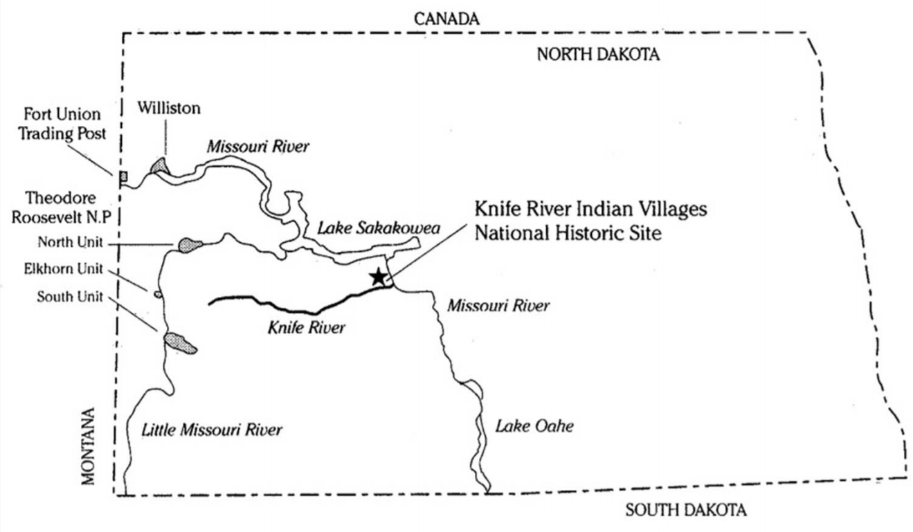 Map showing the location of Knife River in North Dakota