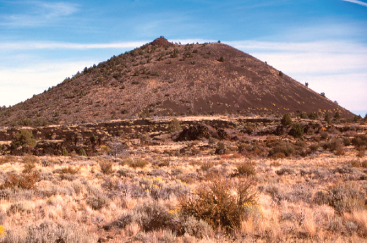 arid landscape with cinder cone