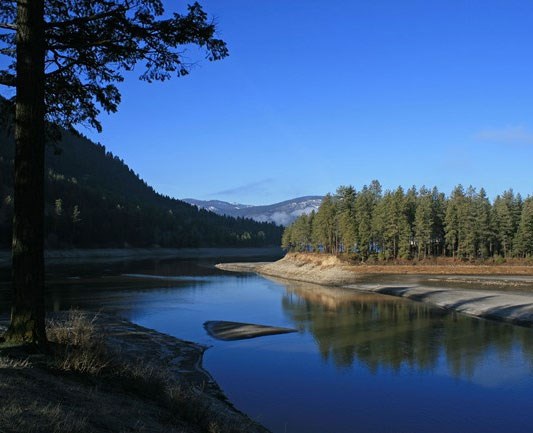 narrow arm of lake