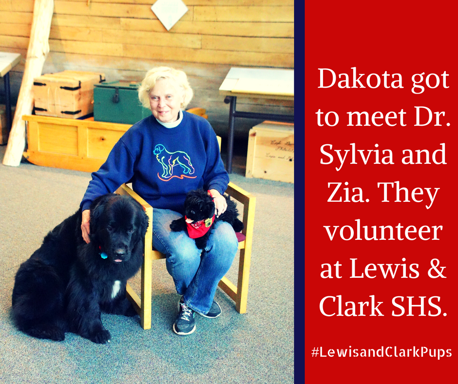 LCSHS Dakota 3 stuffed pup with real dog