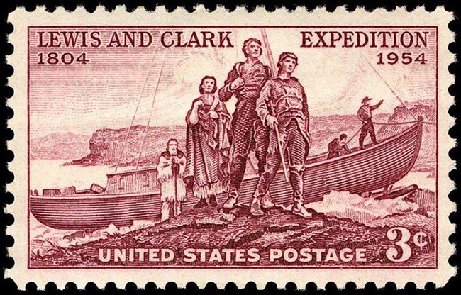 1954 postage stamp commemorating Lewis and Clark expedition