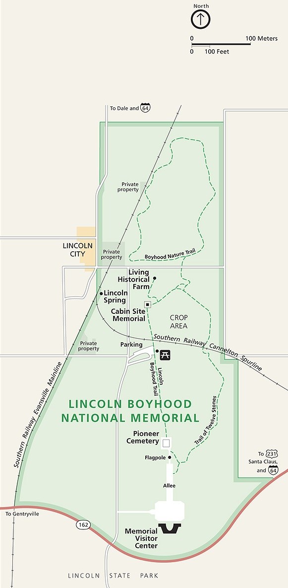 Map of Lincoln Boyhood National Memorial Site. NPS photo.
