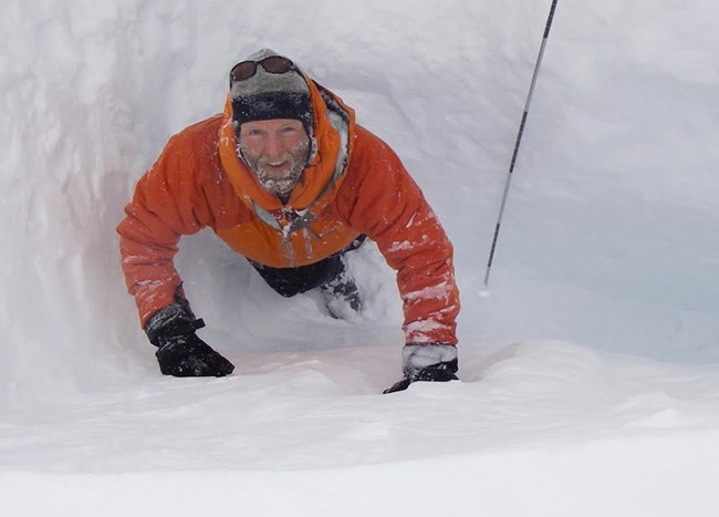 Mike Loso in a snow pit