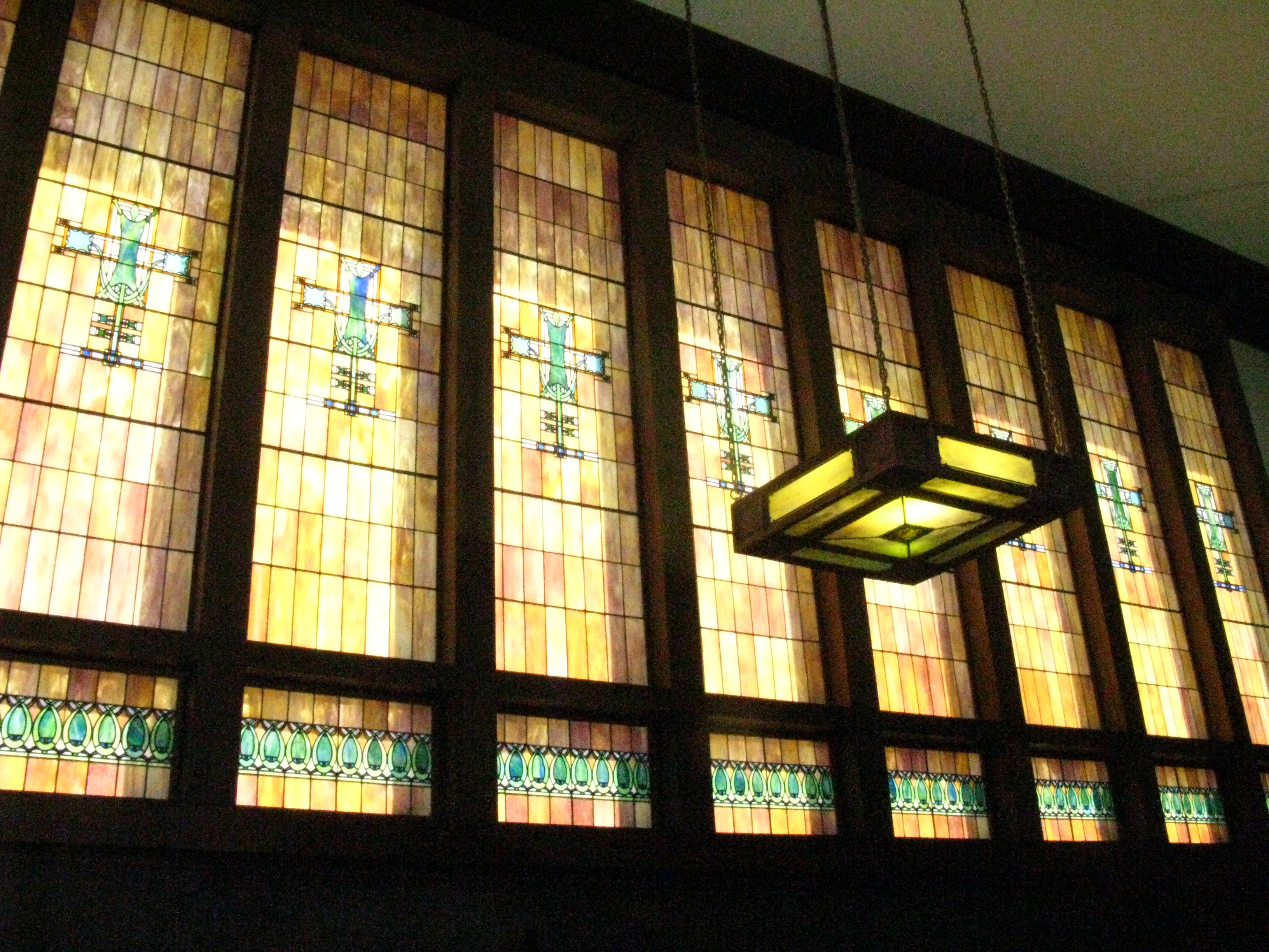 Stained glass windows.