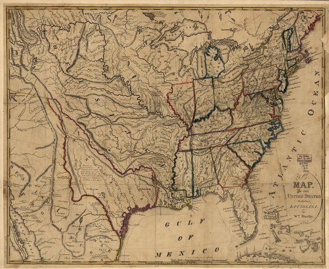 Map of the Louisiana Purchase and the rest of the United States