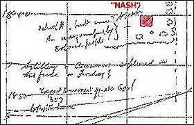 Second of 1878 maps of the Nash site with small hand-written notes. Nash site area labeled in red Second of 1878 maps of the Nash site with small hand-written notes. Nash site area labeled in red