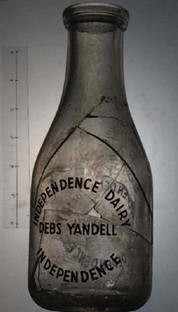Bottle embossed with Independence Dairy Debs Yandell Independence Bottle embossed with Independence Dairy Debs Yandell Independence