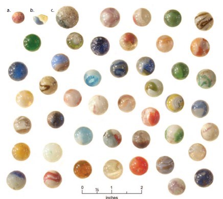 Multicolored marbles laid in a grid Multicolored marbles laid in a grid