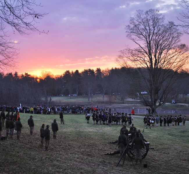 historic reenactment at dawn