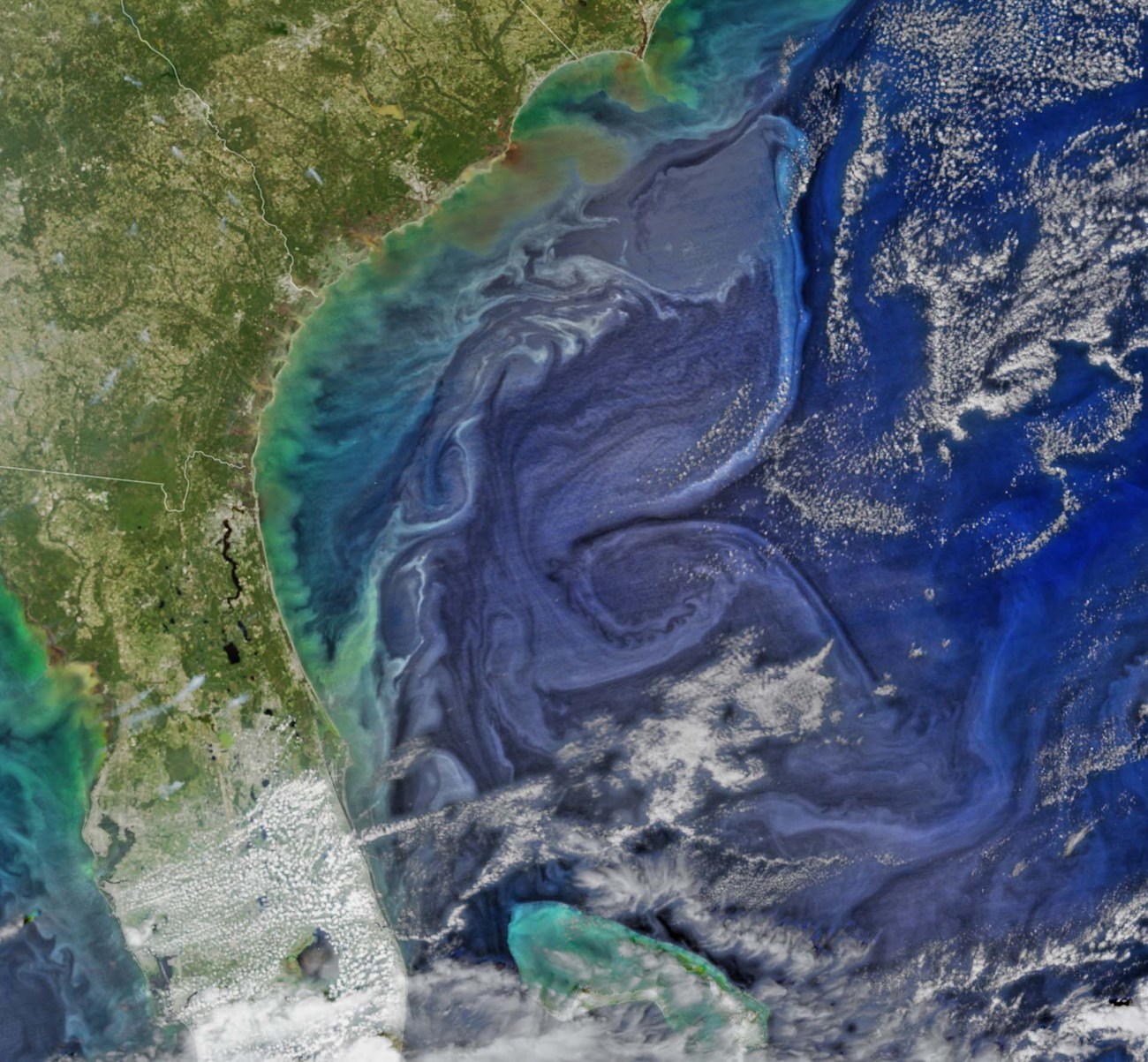 aerial view of ocean currents