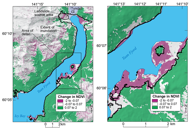 NDVI_inundation Satellite imagery of vegetation loss caused by the tsunami.