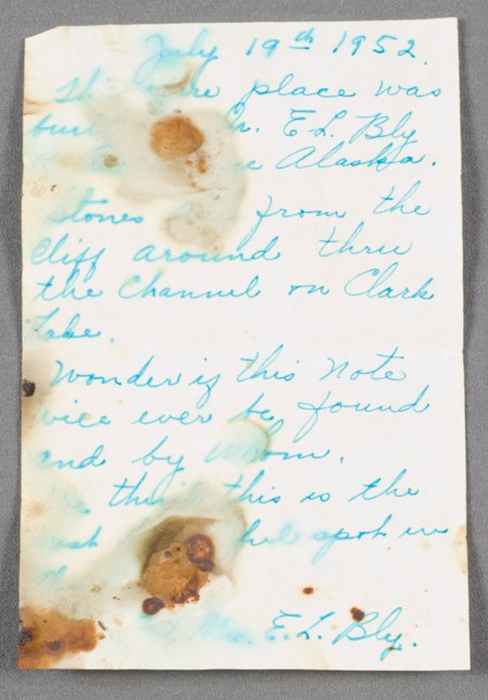 Bly's Handwritten Note Image of a note, handwritten in blue ink.