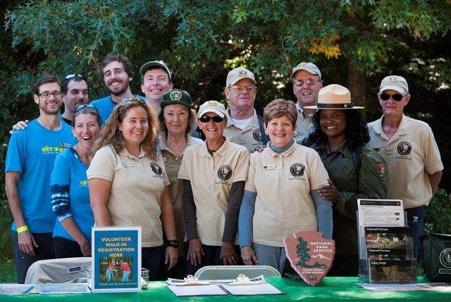 Ernestine, second from right, with twelve volunteers from Valley Forge National Historical Park.