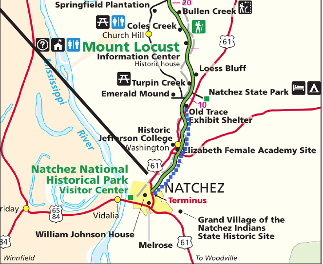 Natchez Trace Printable Map