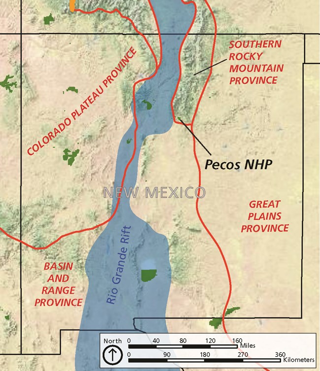 map of the pecos region showing geophysical boundaries