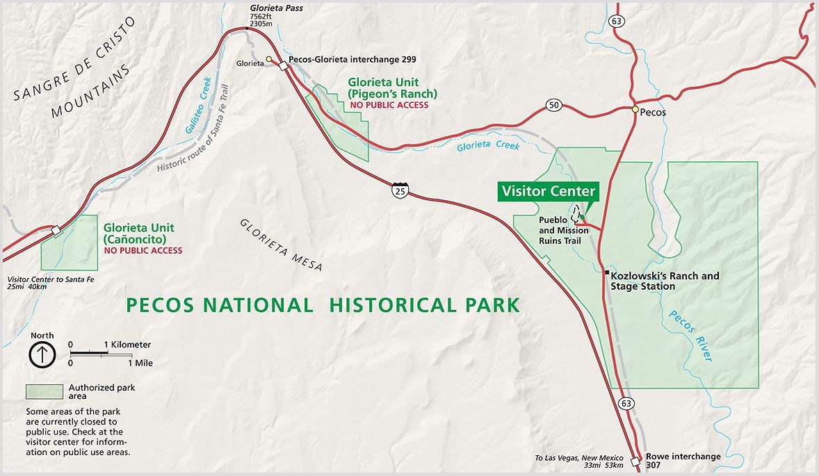map of park units and major roads