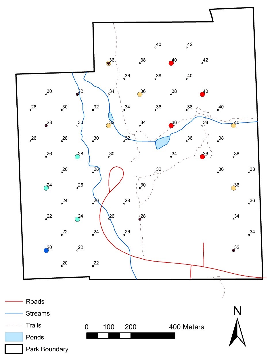 Hot Spot Analysis of volunteer bird data from Pipestone National Monument.