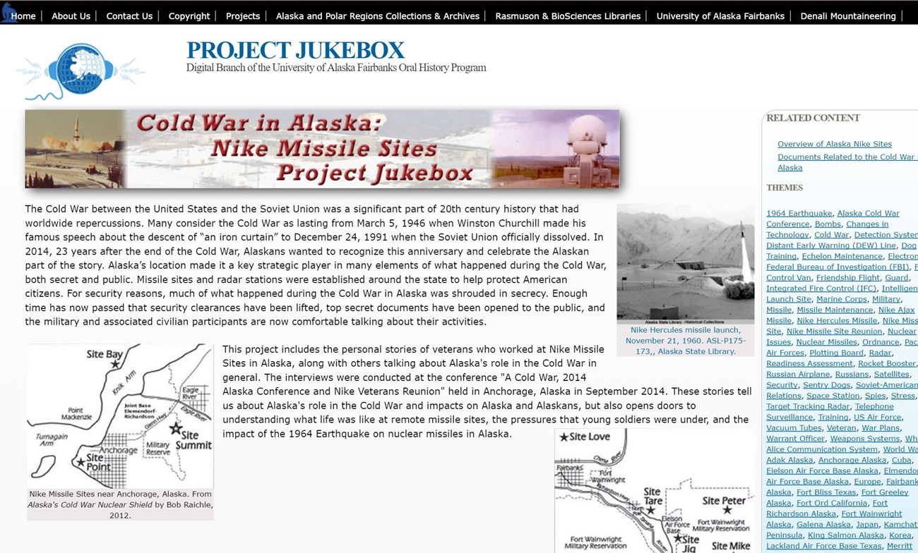 Screen capture of the Project Jukebox website