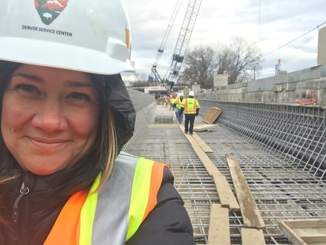 Pamela Mault, selfie with the Conococheague Aqueduct