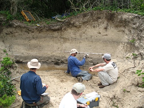 Excavating a dune site Excavating a dune site