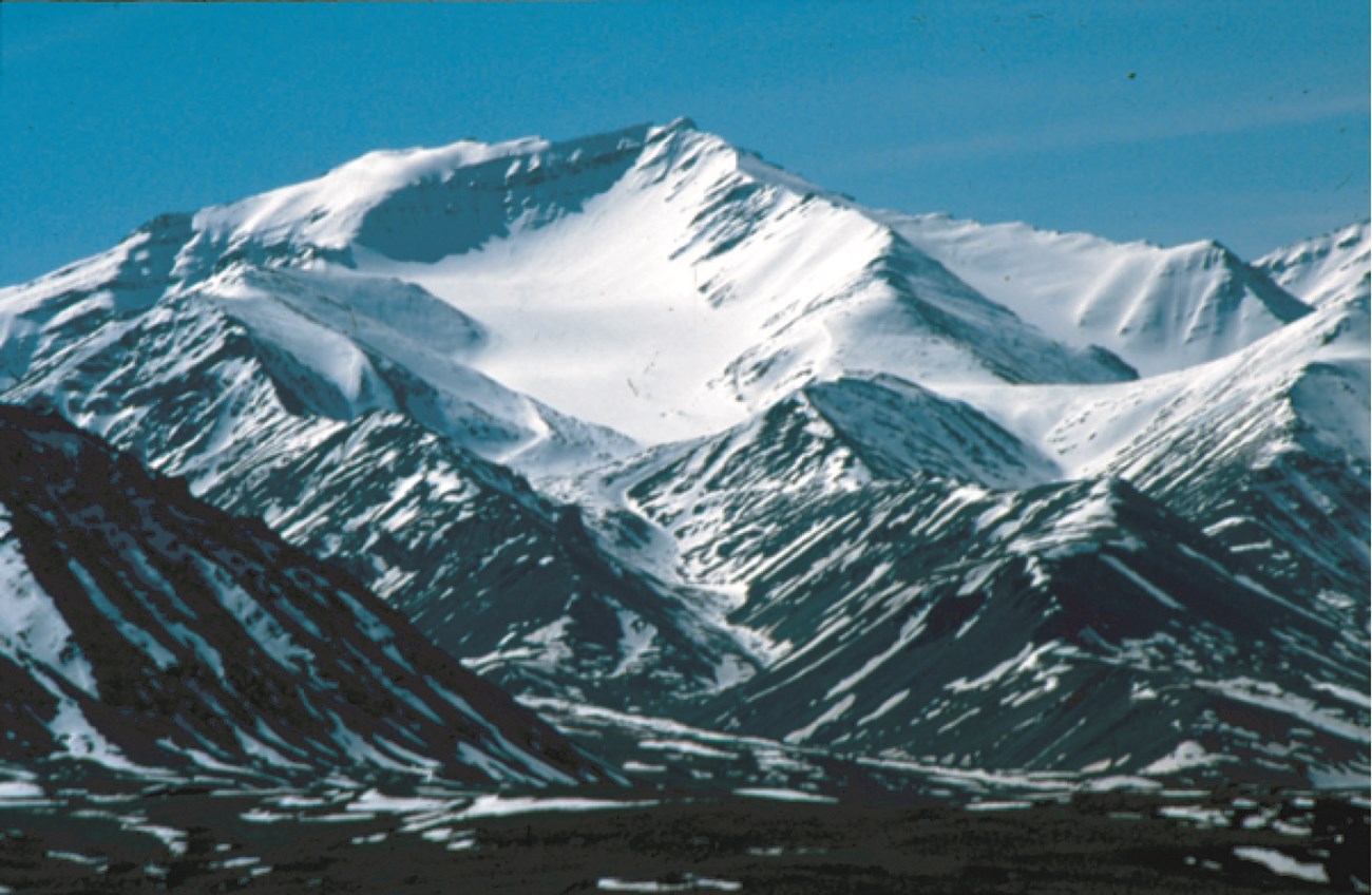 snow covered mountain peaks