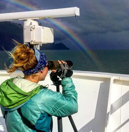 Researcher with rainbow