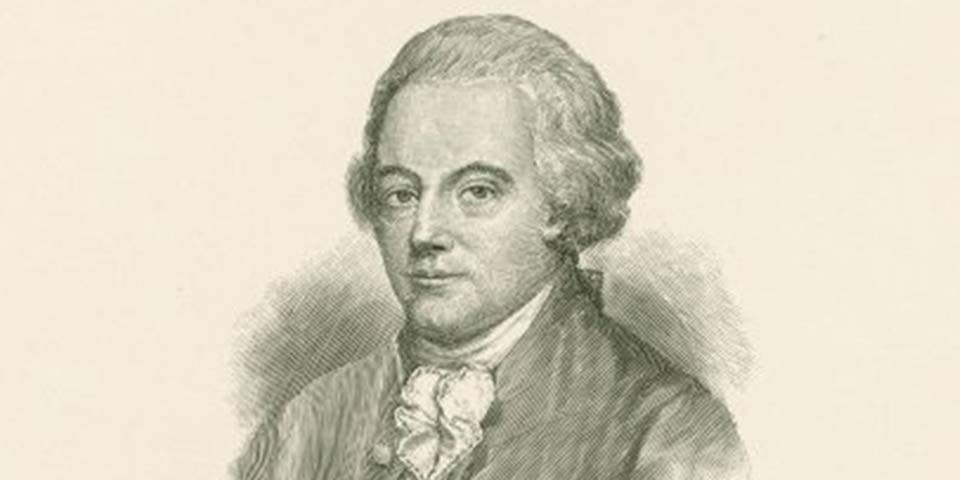 Head-and-shoulders engraving of a man in colonial attire.