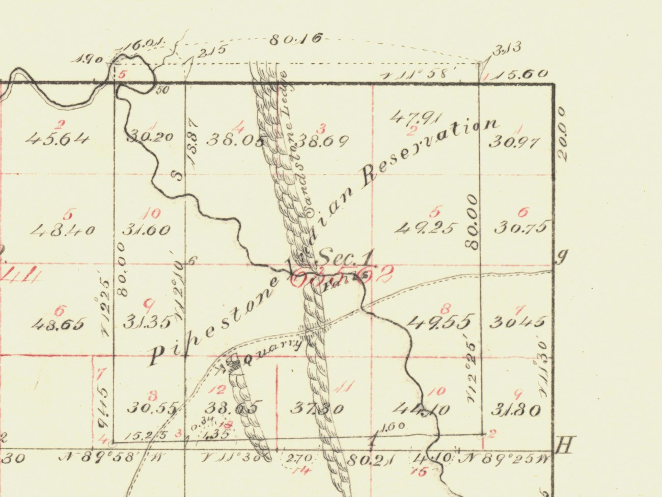 An image of a survey with Pipestone National Monument included.