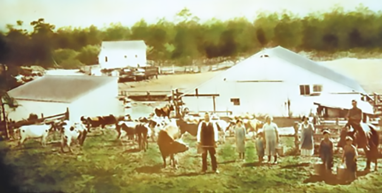 A dairy farmer and family in Marin County. PARC, NPS