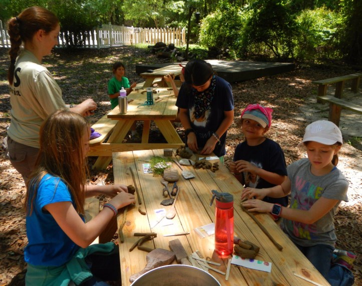Girl scouts making pottery at Camp for All Seasons