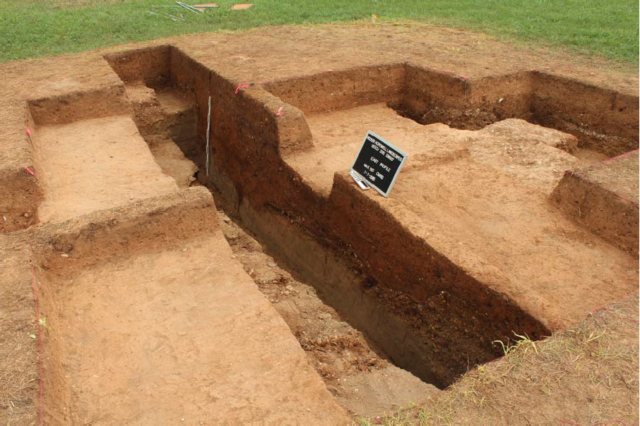 Profile of dig area Areas of dirt exposed after digging excavations