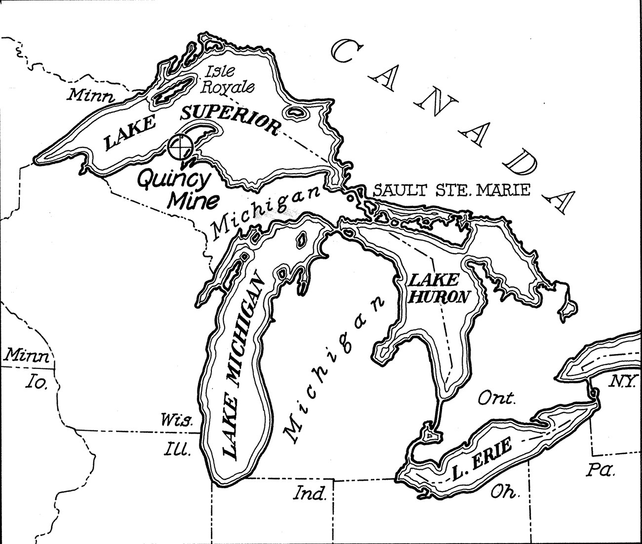 Map of Great Lakes.