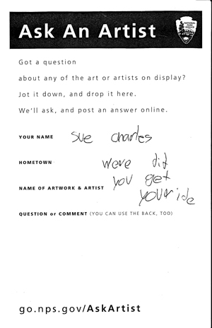Ask An Artist form with a handwritten question Ask An Artist form with a handwritten question