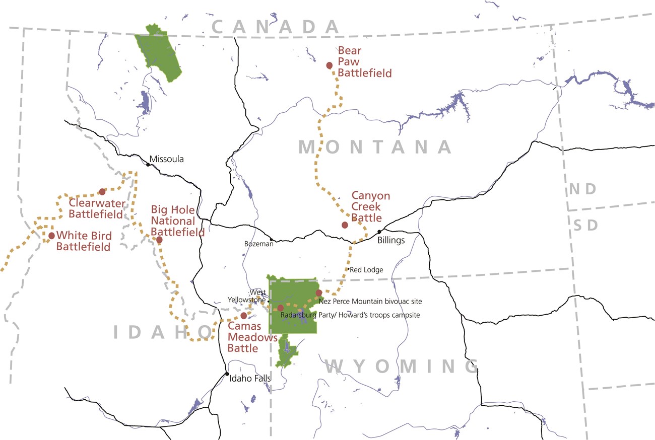 Figure 1. Map showing Nez Perce National Historic Trail.