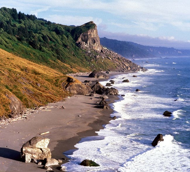 beach bluff and boulders