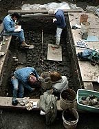 Men in a ditch doing an excavation at Whitehurst Excavation Whitehurst